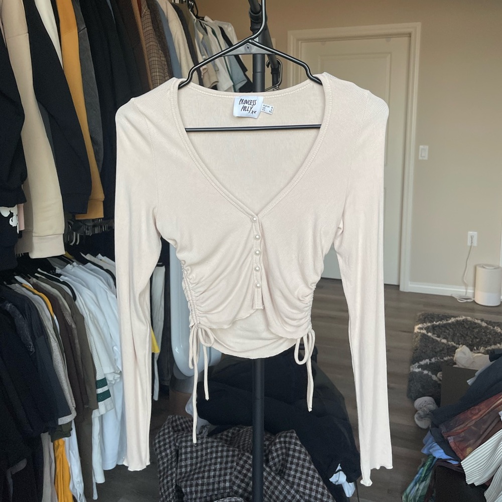 Cream Top with Pearl Button Details